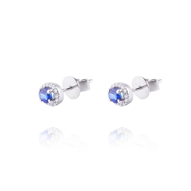 JB JOYAS BARON - Diamante Aros de Oro 18kt 10pts total SI/H con Zafiro 42pts