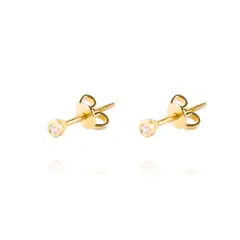 JB JOYAS BARON - Aros de Oro 18kt con Diamantes Punto de Luz 4pts total SI/H