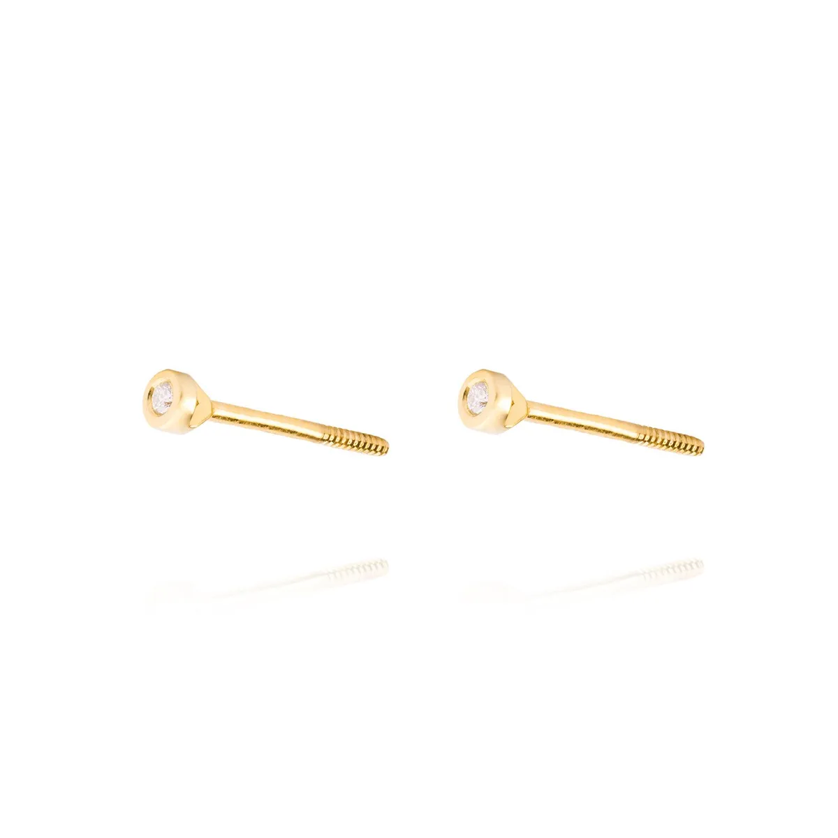 JB JOYAS BARON - Aros de Oro 18kt con Diamantes Punto de Luz 4pts total SI/H