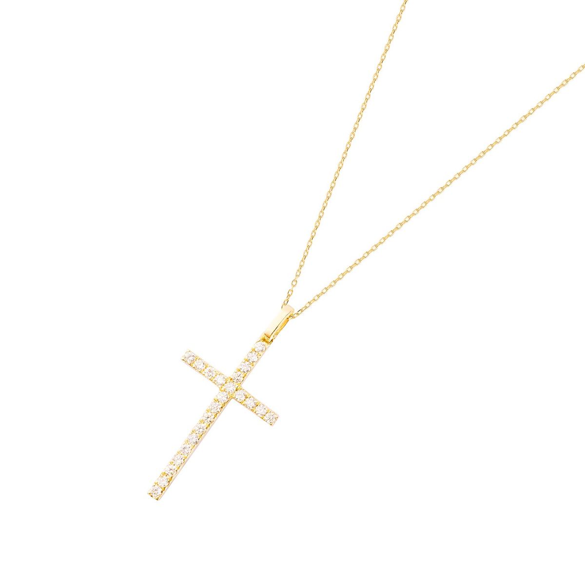 JB JOYAS BARON - Collar Oro Blanco 18kt Cruz Diamantes de 22 Pts