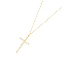 JB JOYAS BARON - Collar Oro Blanco 18kt Cruz Diamantes de 22 Pts