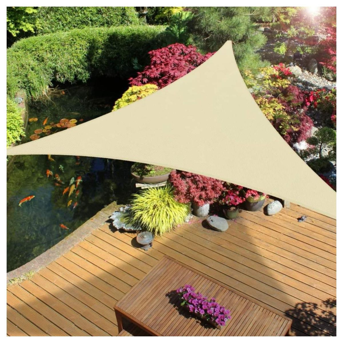 GENERICO - Toldo Vela Sombra Anti-Uv Triangular 3x3x3  Beige