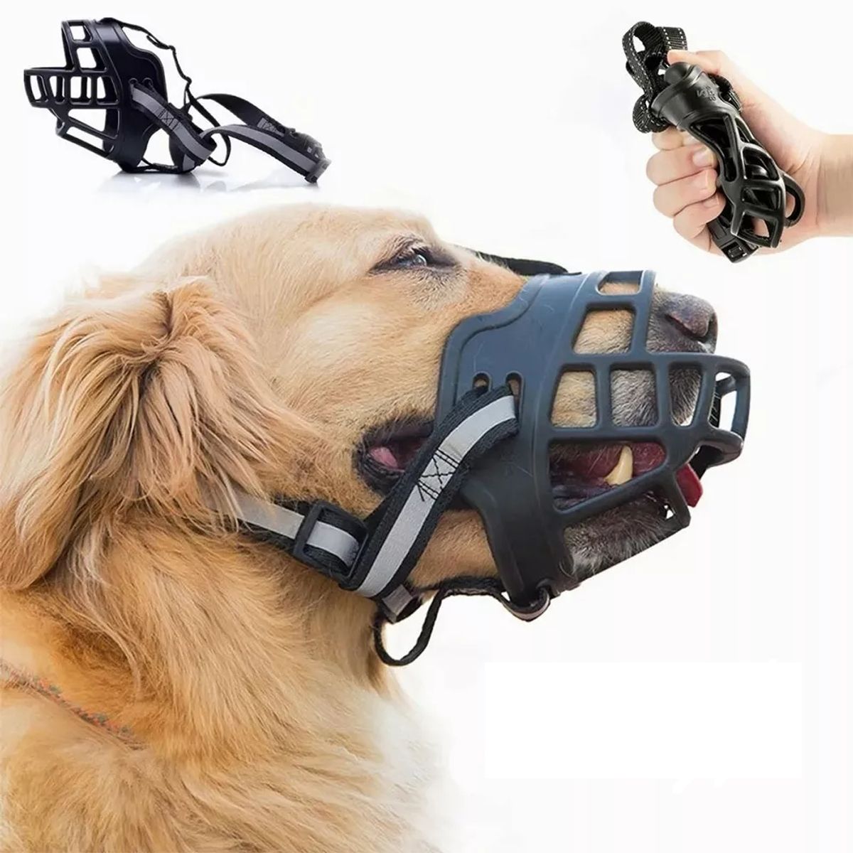 DEFENSOR FOREVER - Bozal De Goma Refrectante Para Perros Grandes XL Negro