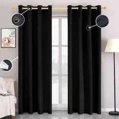DIANA - CORTINA Blackout NEGRA UNICOLOR 2 PAÑOS 140X215 CADA PAÑO