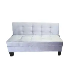 MUEBLES HVM - Futon Cama Baul Patagonia 15P Gris felpa Pmadera