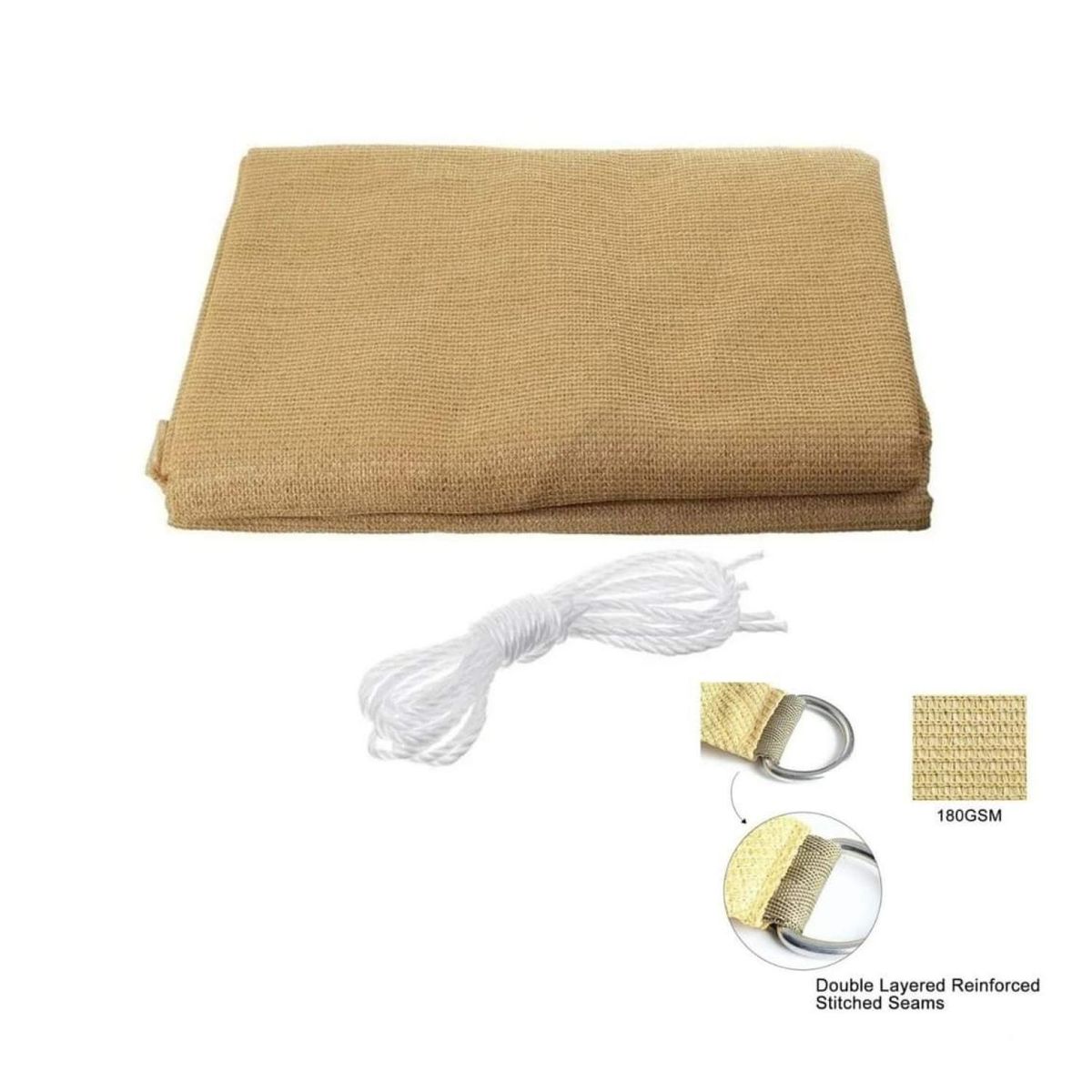 GENERICO - Toldo Vela Sombra Anti-Uv Cuadrada 3x3  Beige