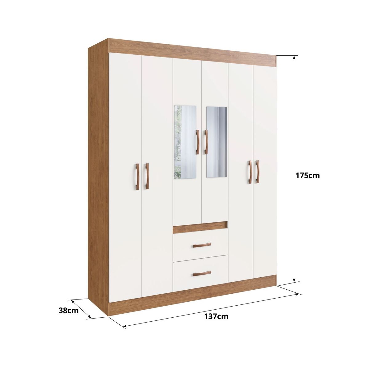 AMUV - CLOSET 6 PUERTAS 2 CAJONES CON ESPEJOS IBIZA BC