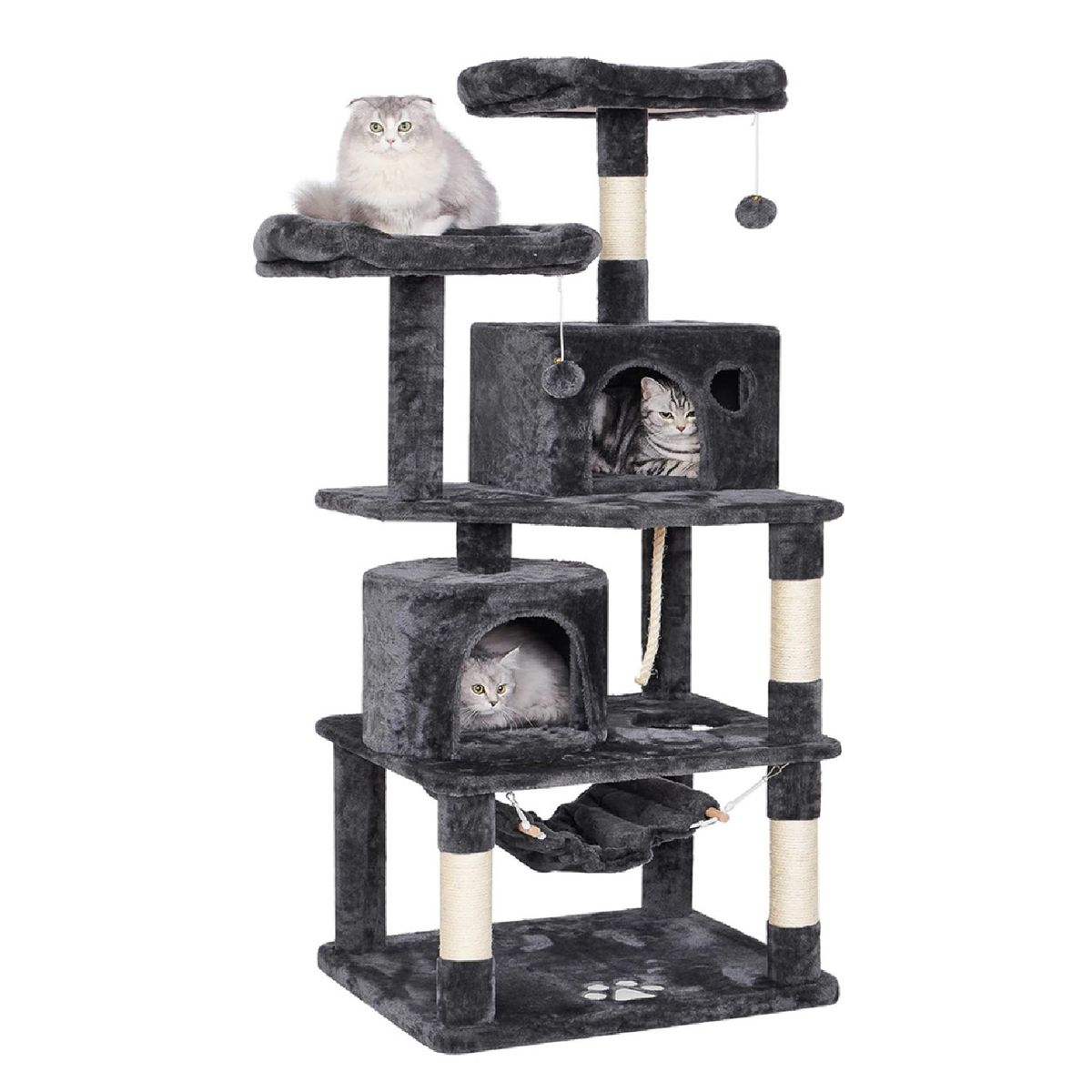 MUNDO ONLINE - Rascador Gatos Tipo Torre 145cm Mas Hamaca Árbol Terciopelo