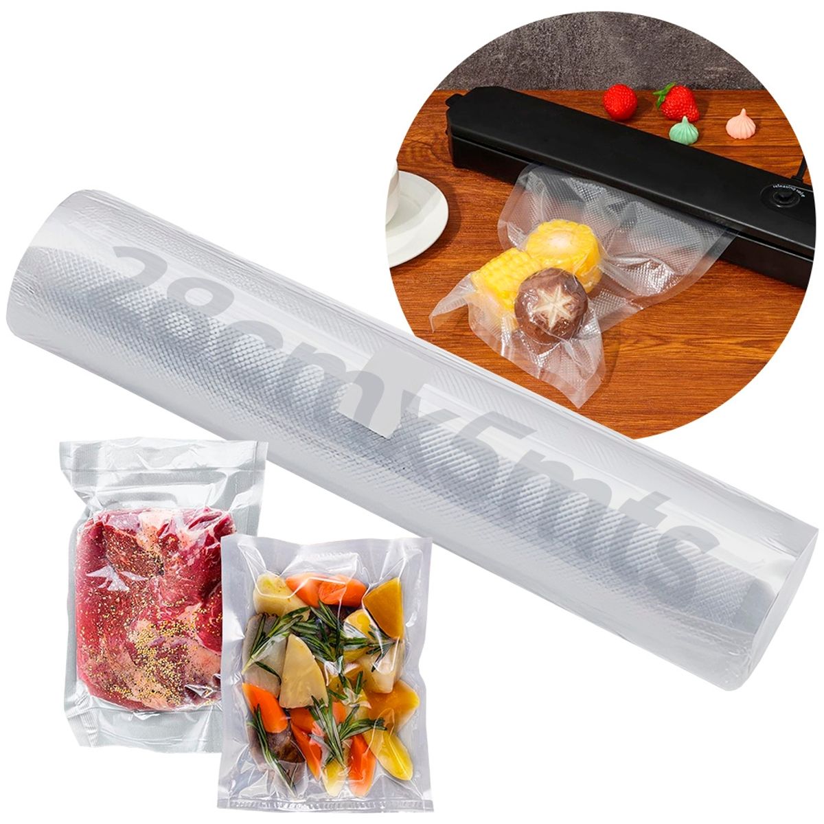 GENERICO - Rollo Bolsas Sellado Al Vacío Sellar Alimentos 28cm X 5mts