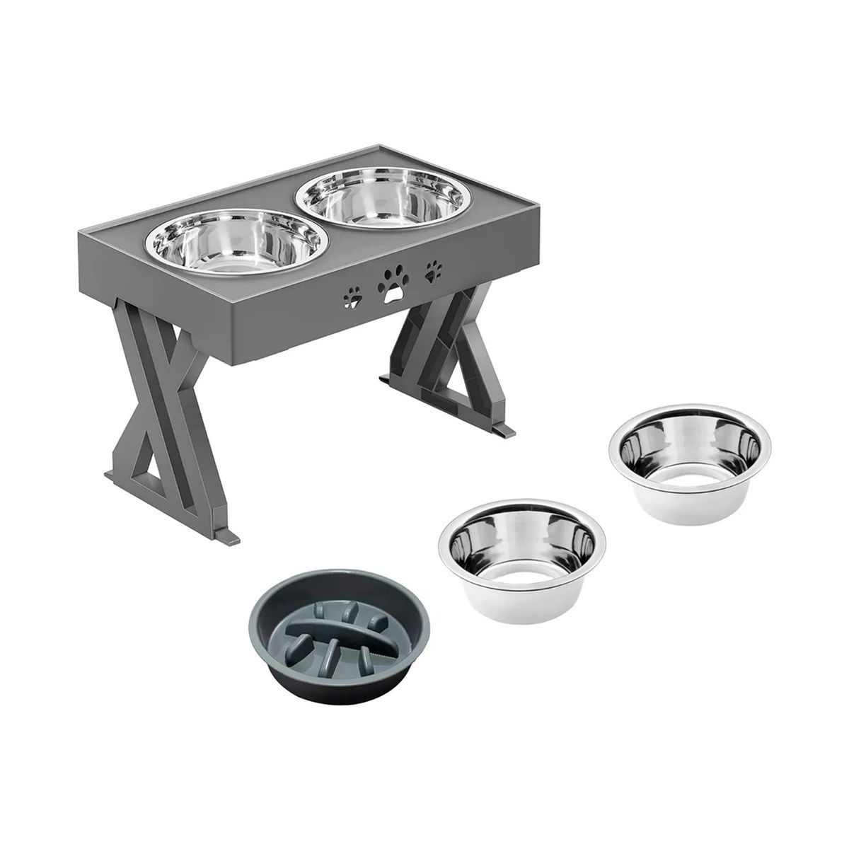 MUNDO ONLINE - Comedero Bebedero tres alturas adaptable para mascotas