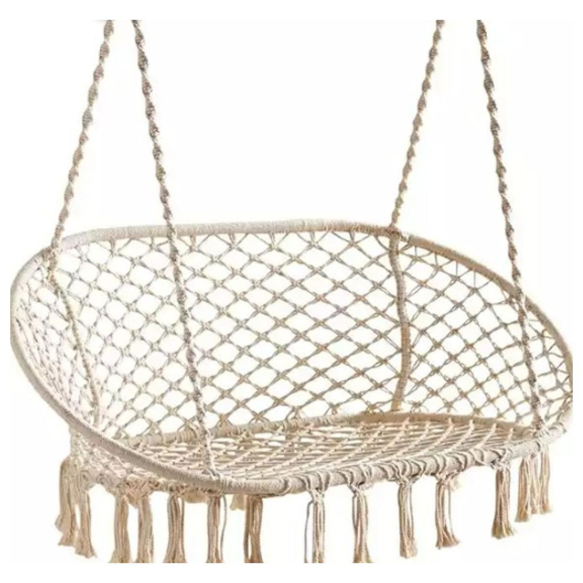 GENERICO - Silla Hamaca Colgante 2 Cuerpos Macrame Beige
