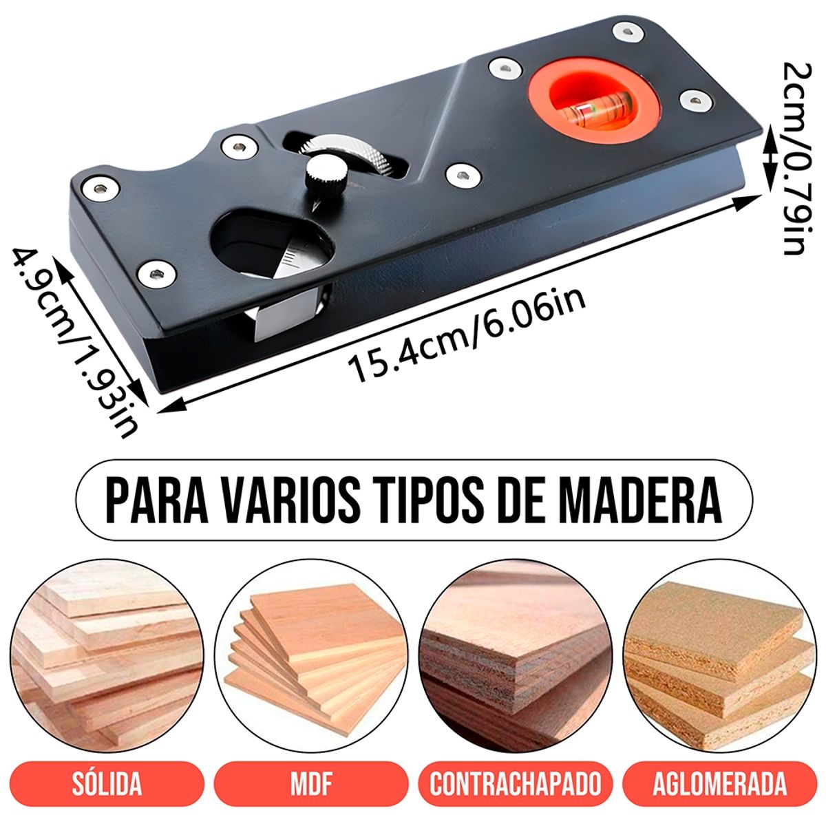 GENERICO - Cepillo Biselado Corte Borde Madera Carpintería + 7 Hojas