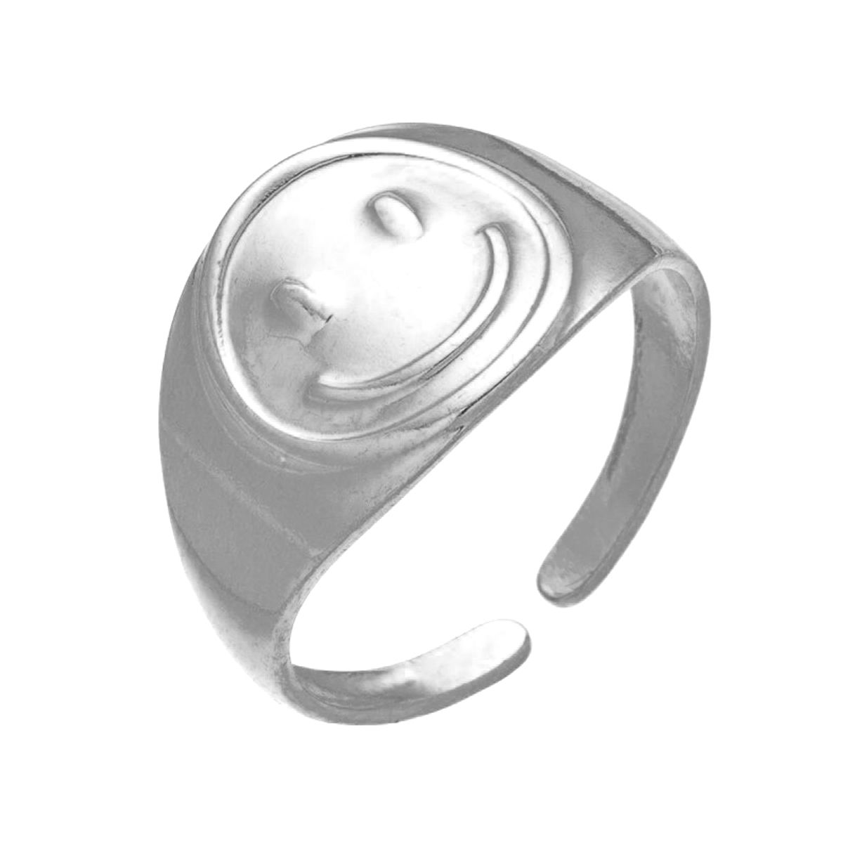 GENERICO - Anillo Sonrisa Smile Feliz Ajustable Acero Inoxidable Unisex