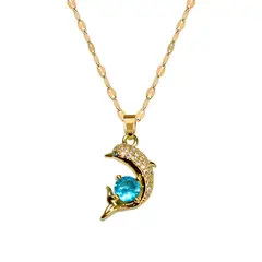 GENERICO - Collar De Delfín Cadena En Acero Inoxidable - Bañado Oro 18k