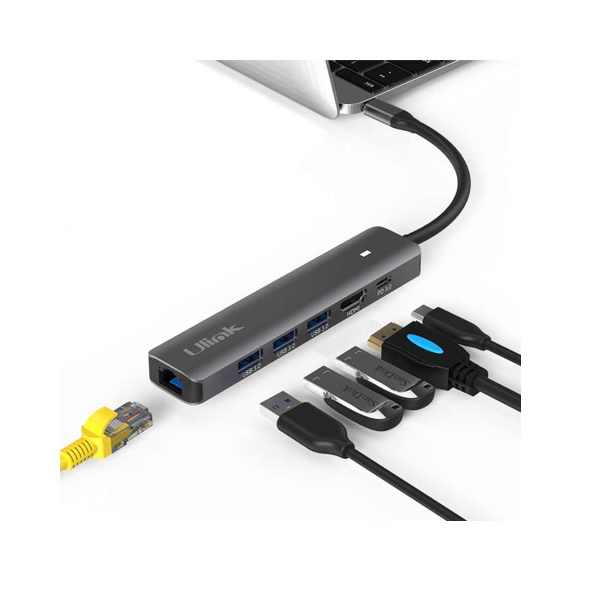 ULINK - Adaptador Multipuerto USB C 6 en 1 Ulink Alta Calidad