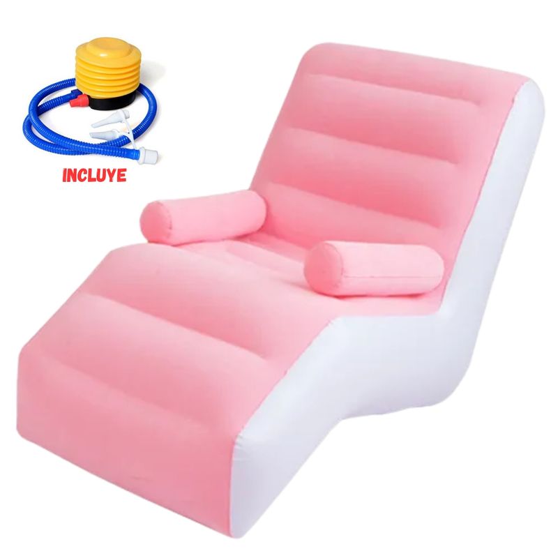 GENERICO - Sillón Sofá Inflable Perezoso Apoya Brazos  Bomba Manual