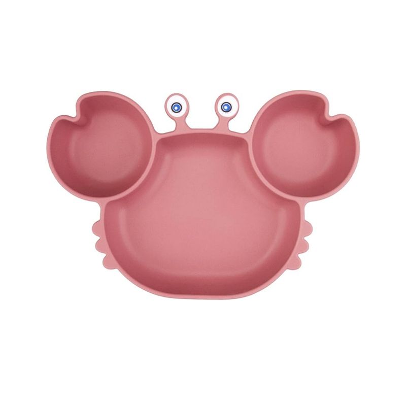 SANTU HOME & DECO - Plato para Bebé Silicona Antideslizante Cangrejo Rosado