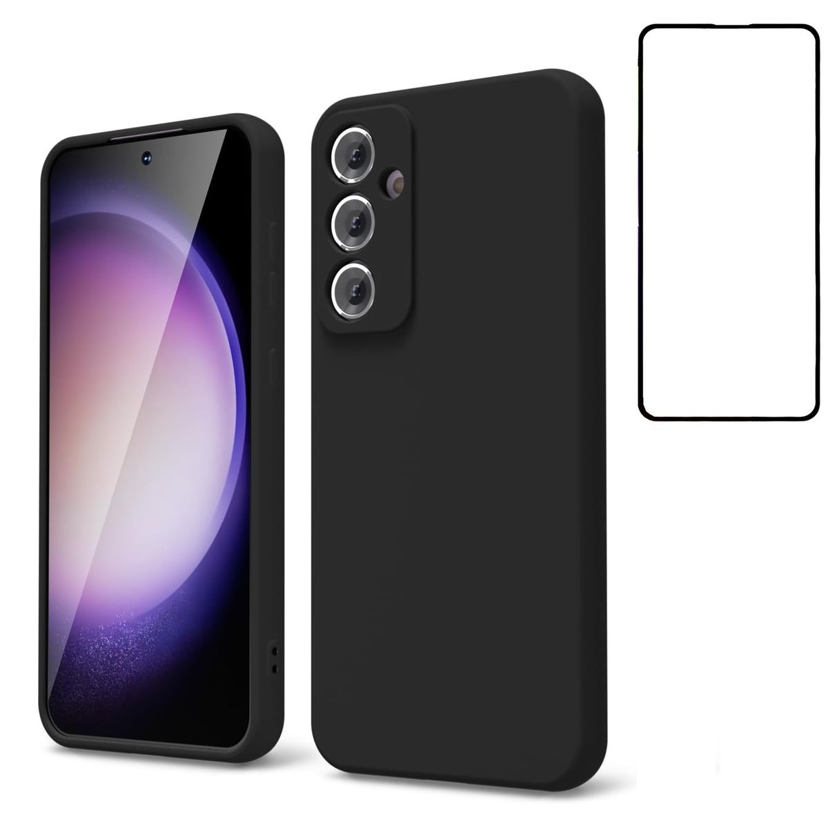 GENERICO - Carcasa Silicona Para Samsung S23 FE 5G Negro con Lamina Completa