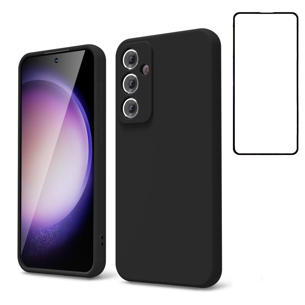 GENERICO - Carcasa Silicona Para Samsung S23 FE 5G Negro con Lamina Completa