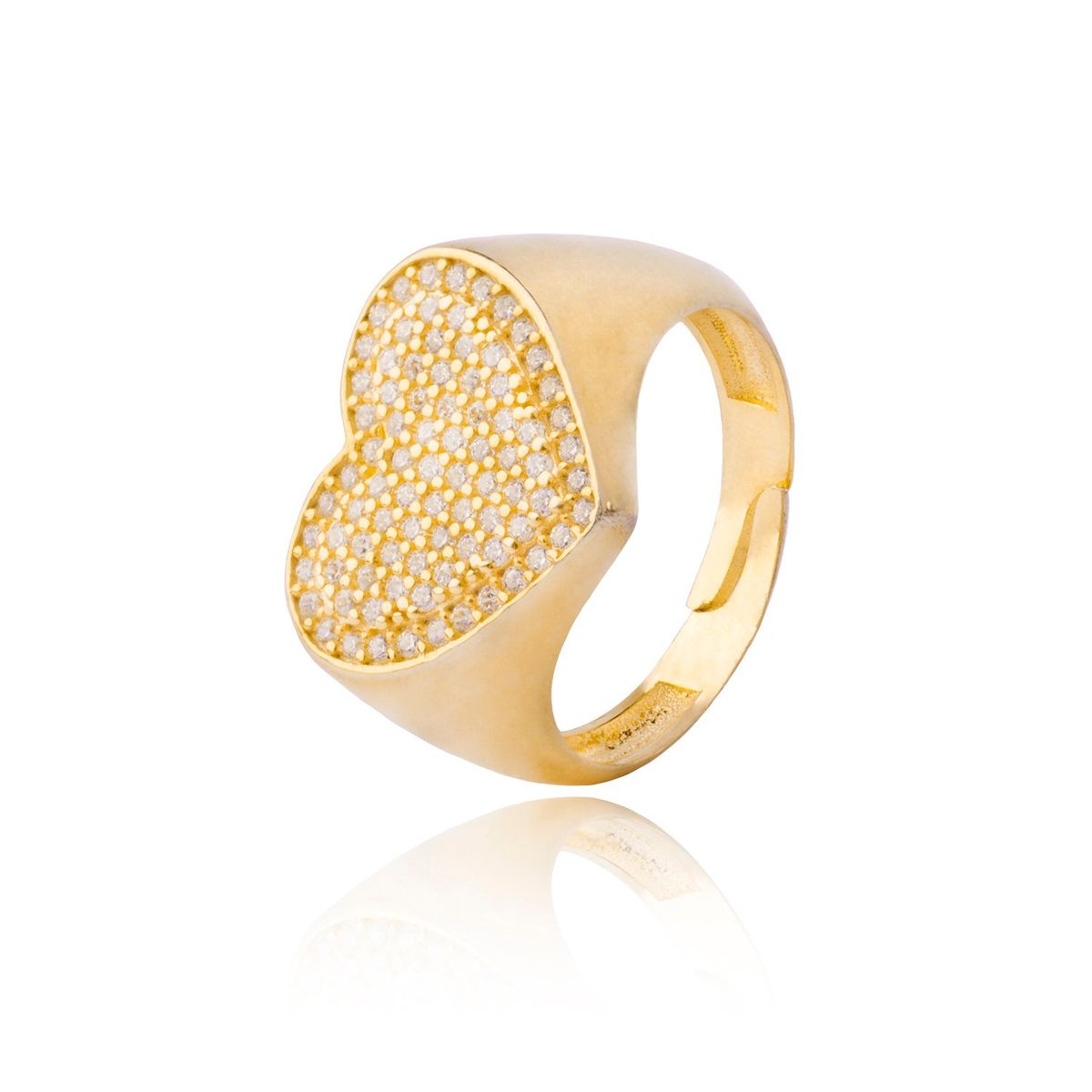 JB JOYAS BARON - Anillo Plata Esterlina 925 Corazón Sello Revestido Oro 18kt