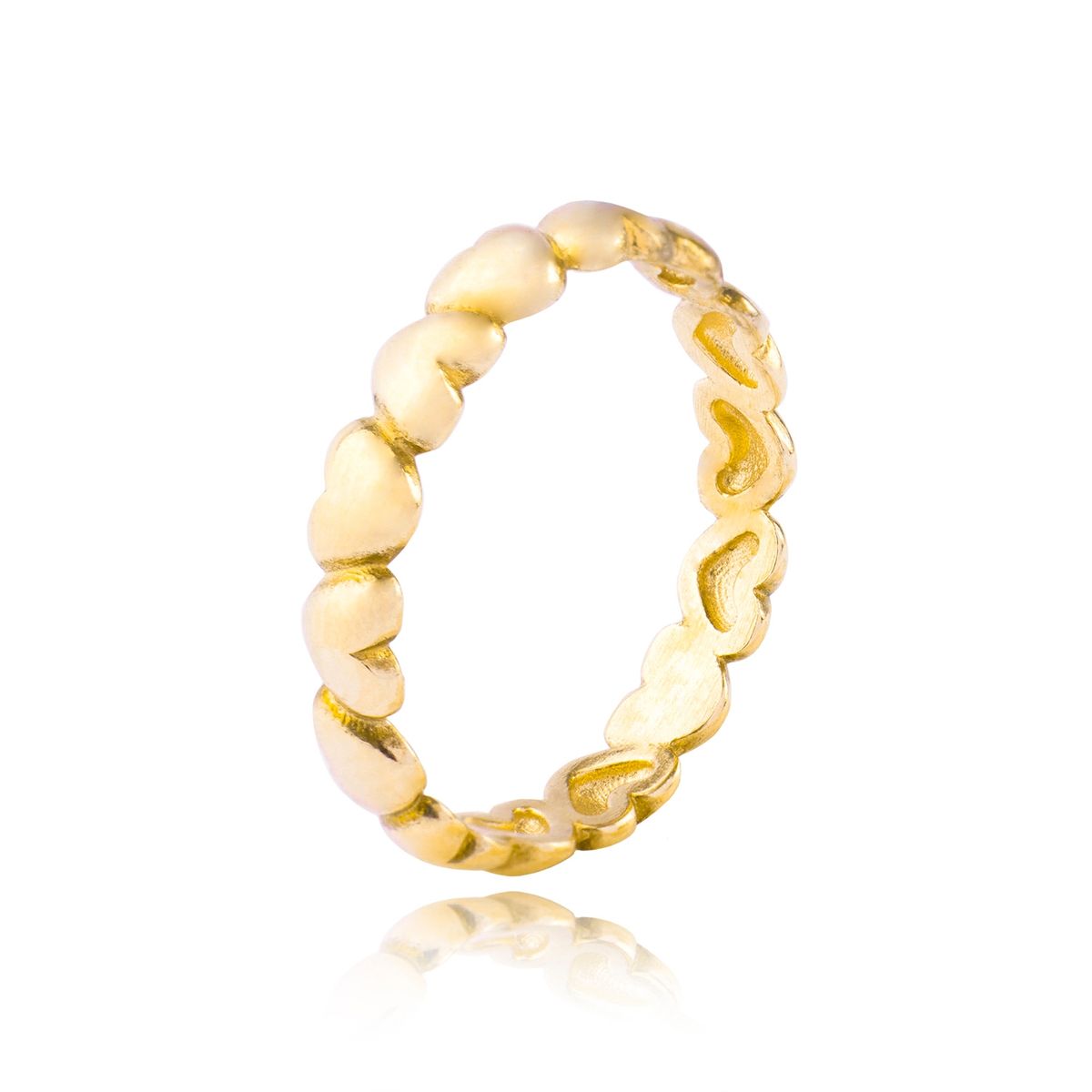 JB JOYAS BARON - Anillo Plata Esterlina 925 Corazón Solido Revestido Oro Amarillo 18kt