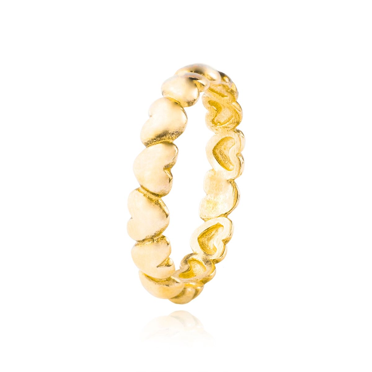 JB JOYAS BARON - Anillo Plata Esterlina 925 Corazón Solido Revestido Oro Amarillo 18kt