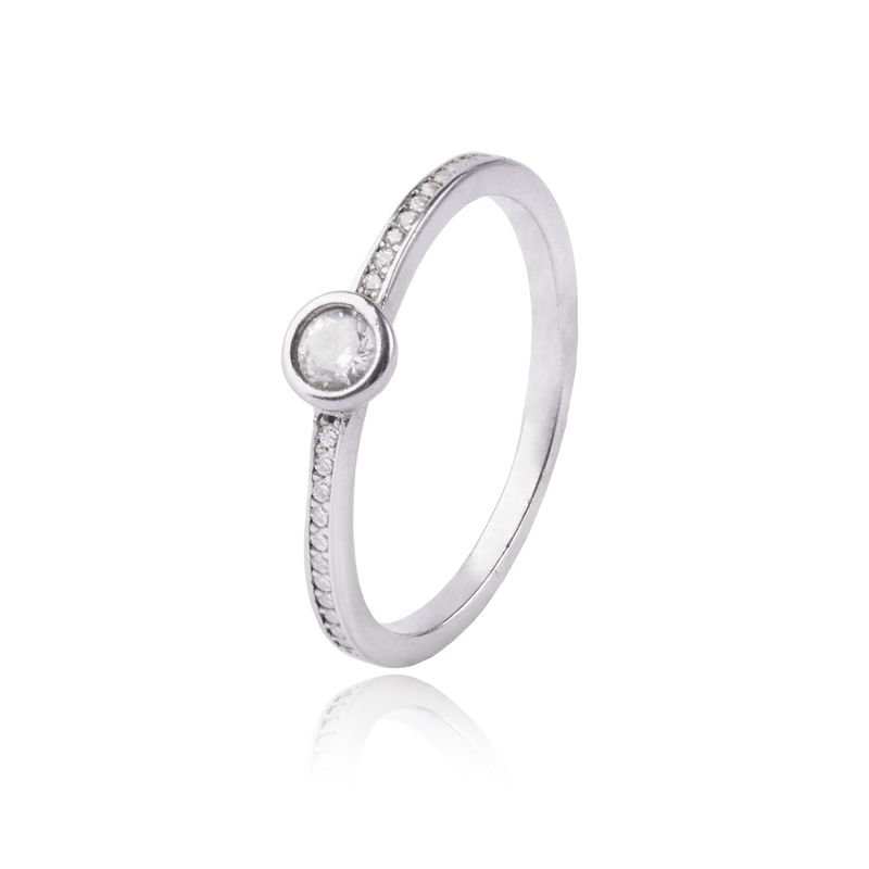 JB JOYAS BARON - Anillo de Plata Esterlina 925 Punto de Luz Circon
