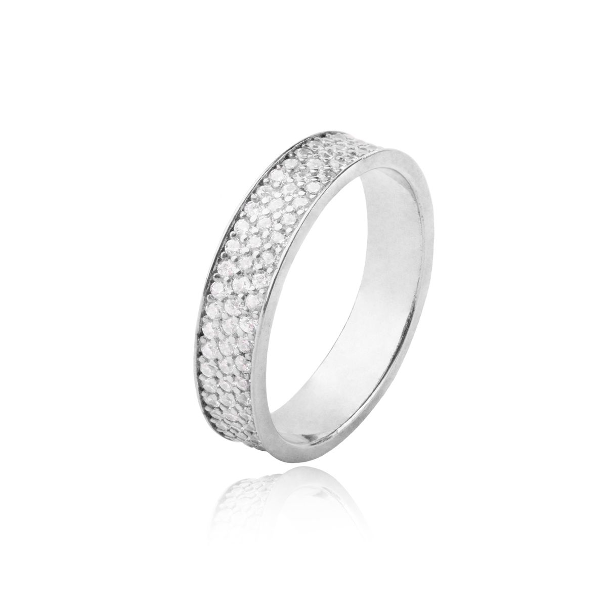 JB JOYAS BARON - Anillo de Plata Esterlina 925 Cintillo Completo Circon