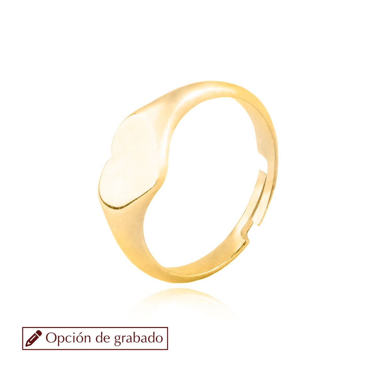 JB JOYAS BARON - Anillo de Plata Esterlina 925 Corazón Revestido en Oro 18kt