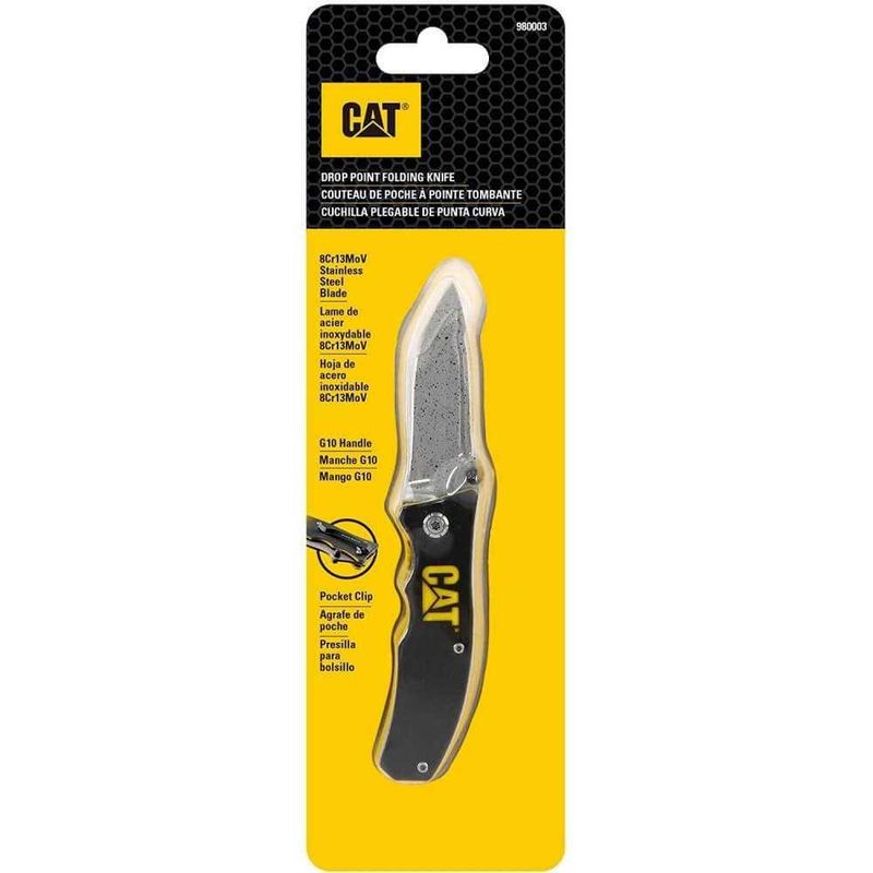 CAT - CUCHILLO NAVAJA PLEGABLE CAT 980003 PUNTA CURVA - Negro