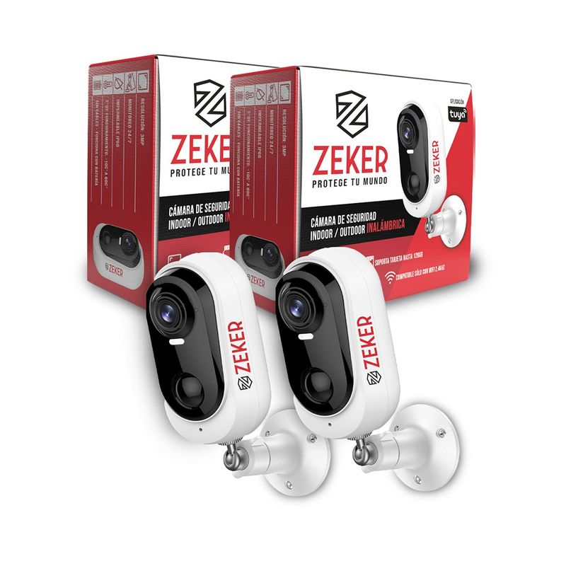 ZEKER - Pack x2 Cámara de Seguridad Wifi Inalámbrica Ext Zeker 3MP
