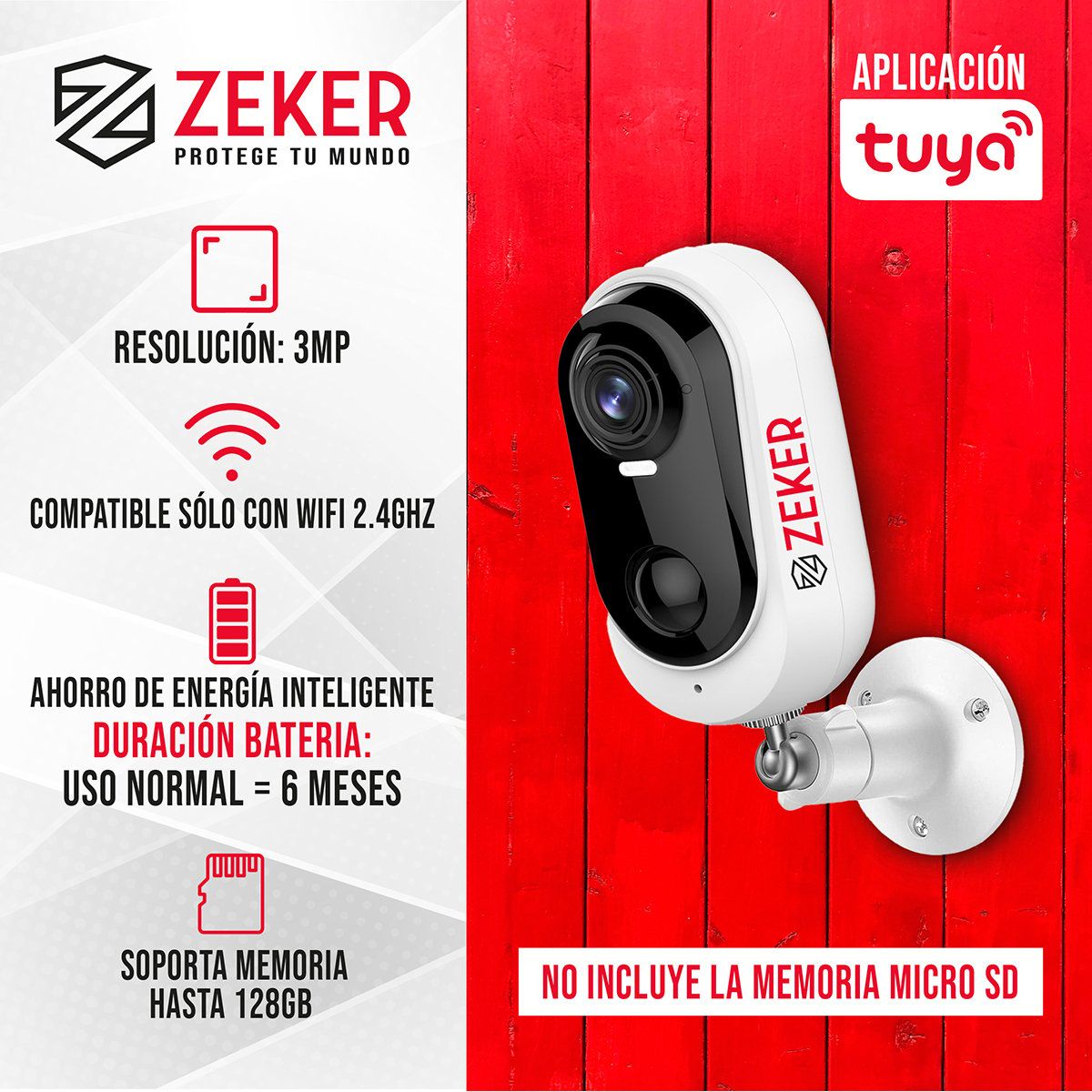 ZEKER - Pack x2 Cámara de Seguridad Wifi Inalámbrica Ext Zeker 3MP