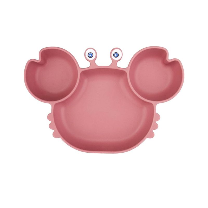 SANTU HOME & DECO - Plato para Bebé Silicona Antideslizante Cangrejo Rosado