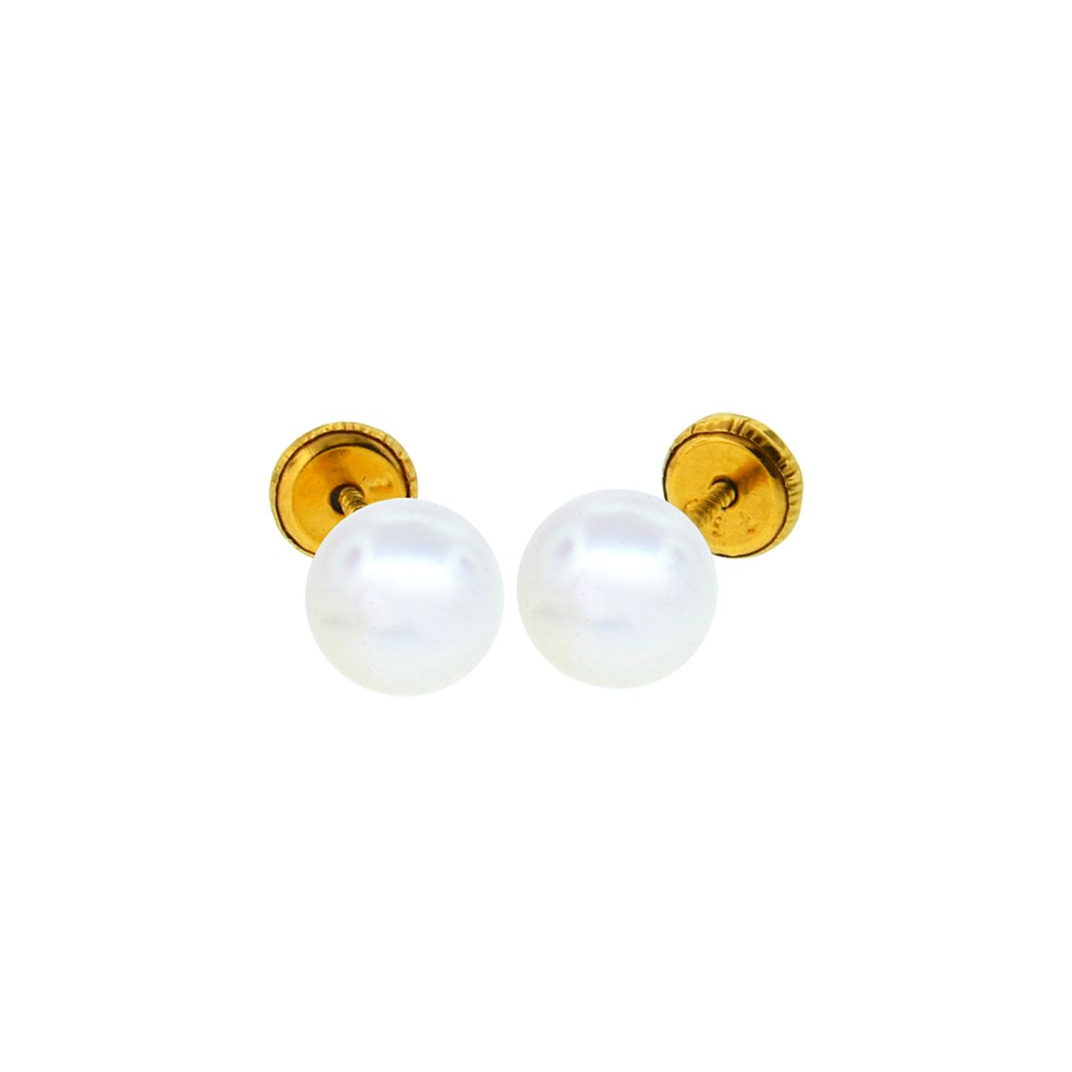 JB JOYAS BARON - Aros de Oro 18kt Perla Cultivada de 4.0mm a 4.5mm