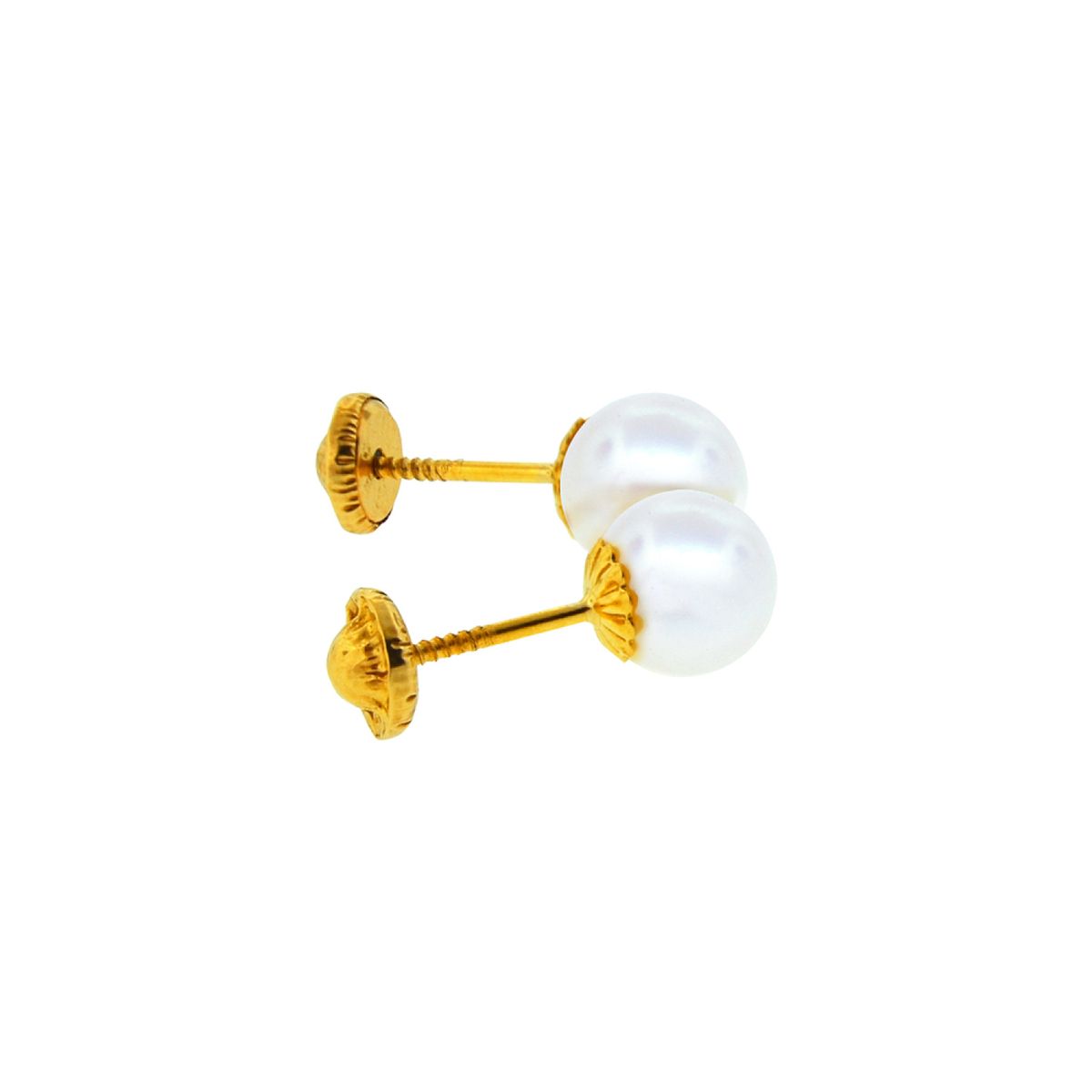 JB JOYAS BARON - Aros de Oro 18kt Perla Cultivada de 4.0mm a 4.5mm