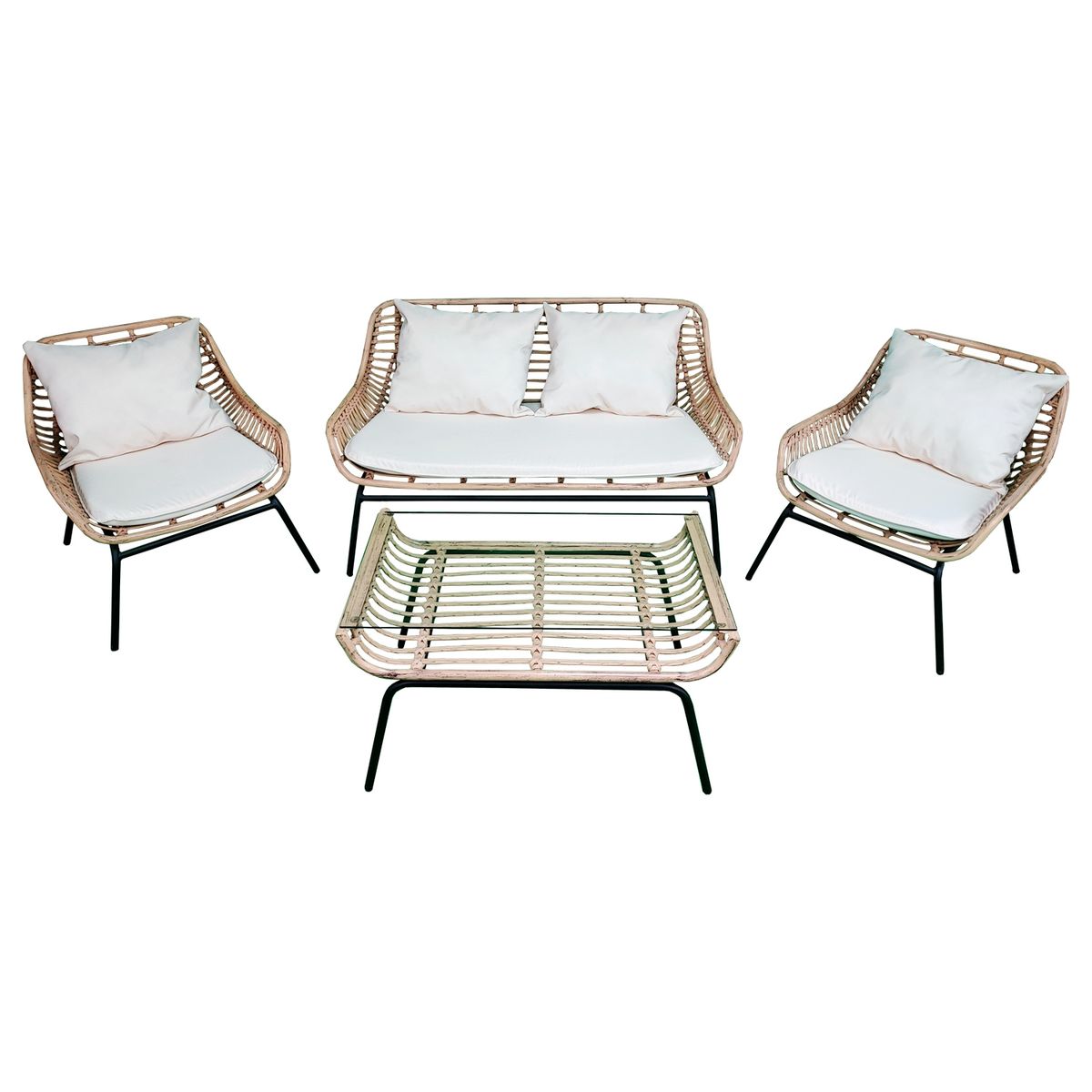 EL BARCO - JUEGO LIVING TERRAZA JAVA 4 PERSONAS COJÍN MARFIL