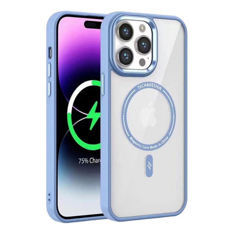 GENERICO - Carcasa Magnetica Tpu Negra Para iPhone 15 - Negro - Azul cielo