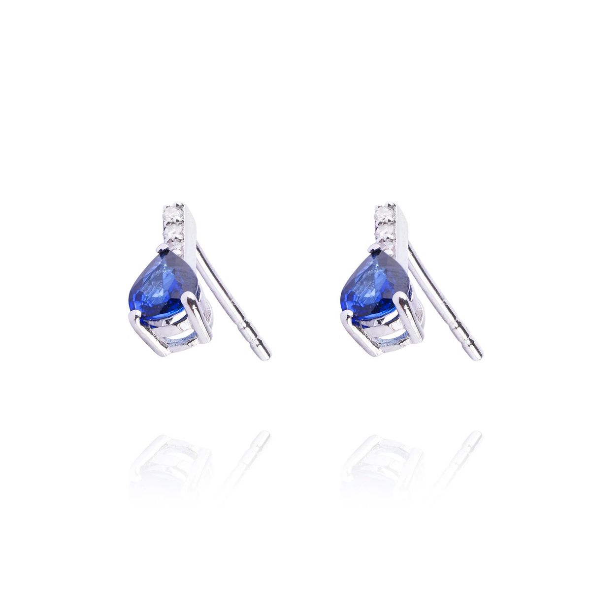 JB JOYAS BARON - Aros de Oro 18kt con Diamantes 4pts total SI/H 69pts Zafiro