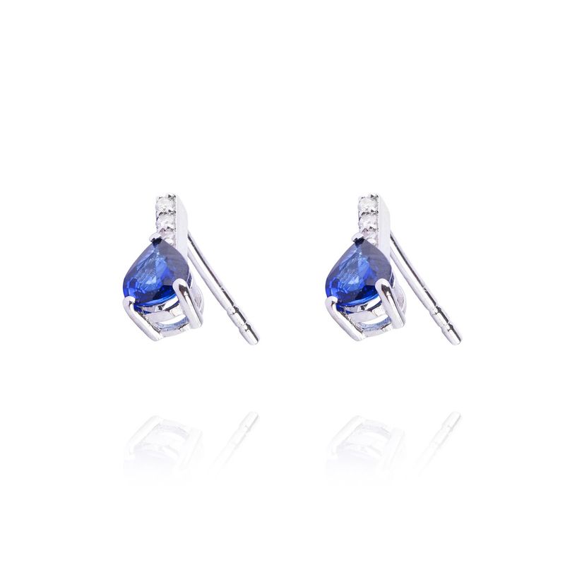 JB JOYAS BARON - Aros de Oro 18kt con Diamantes 4pts total SI/H 69pts Zafiro