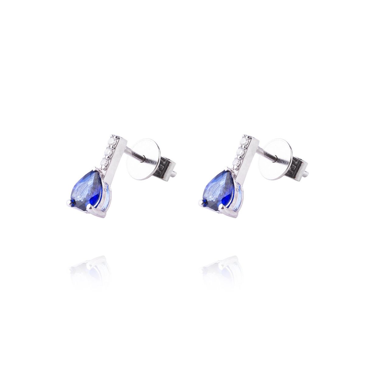 JB JOYAS BARON - Aros de Oro 18kt con Diamantes 4pts total SI/H 69pts Zafiro