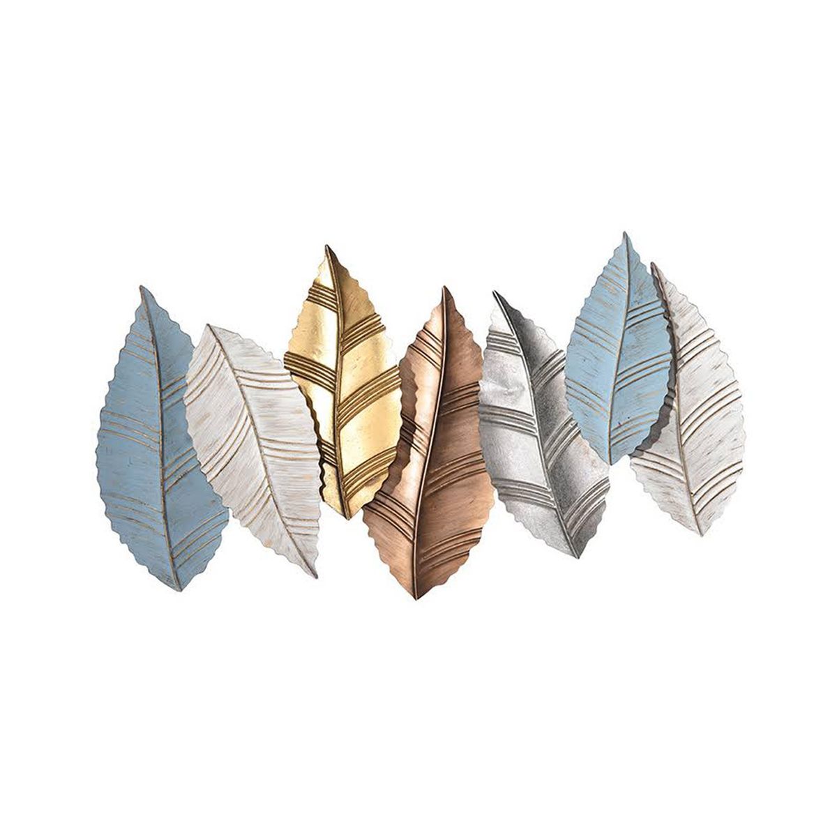MUNDO ONLINE - Adorno Decorativo Pared Placa Hojas Metalicas 110 cm