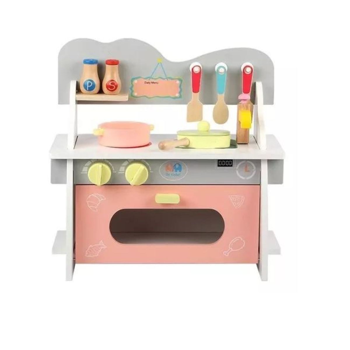 GENERICO - Cocina Juguete De Madera Didáctica Rosada Para Niños