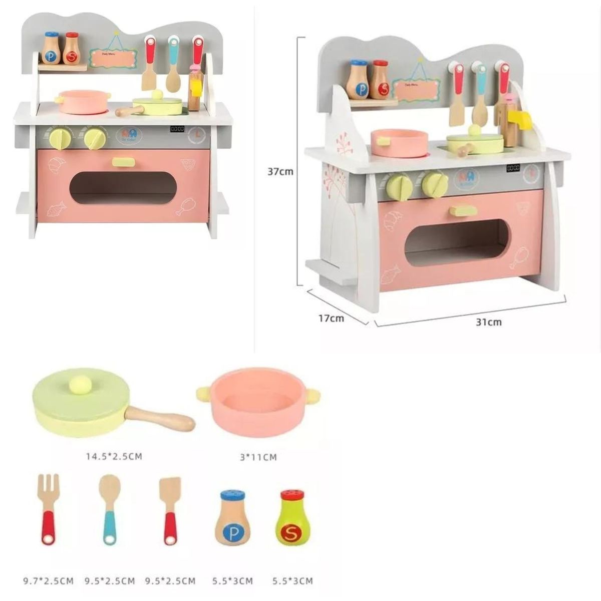 GENERICO - Cocina Juguete De Madera Didáctica Rosada Para Niños