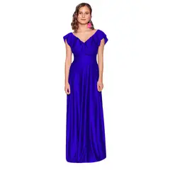 MARIA PASKARO - Vestido Largo Marken Azulino Lycra Dupont - Azul