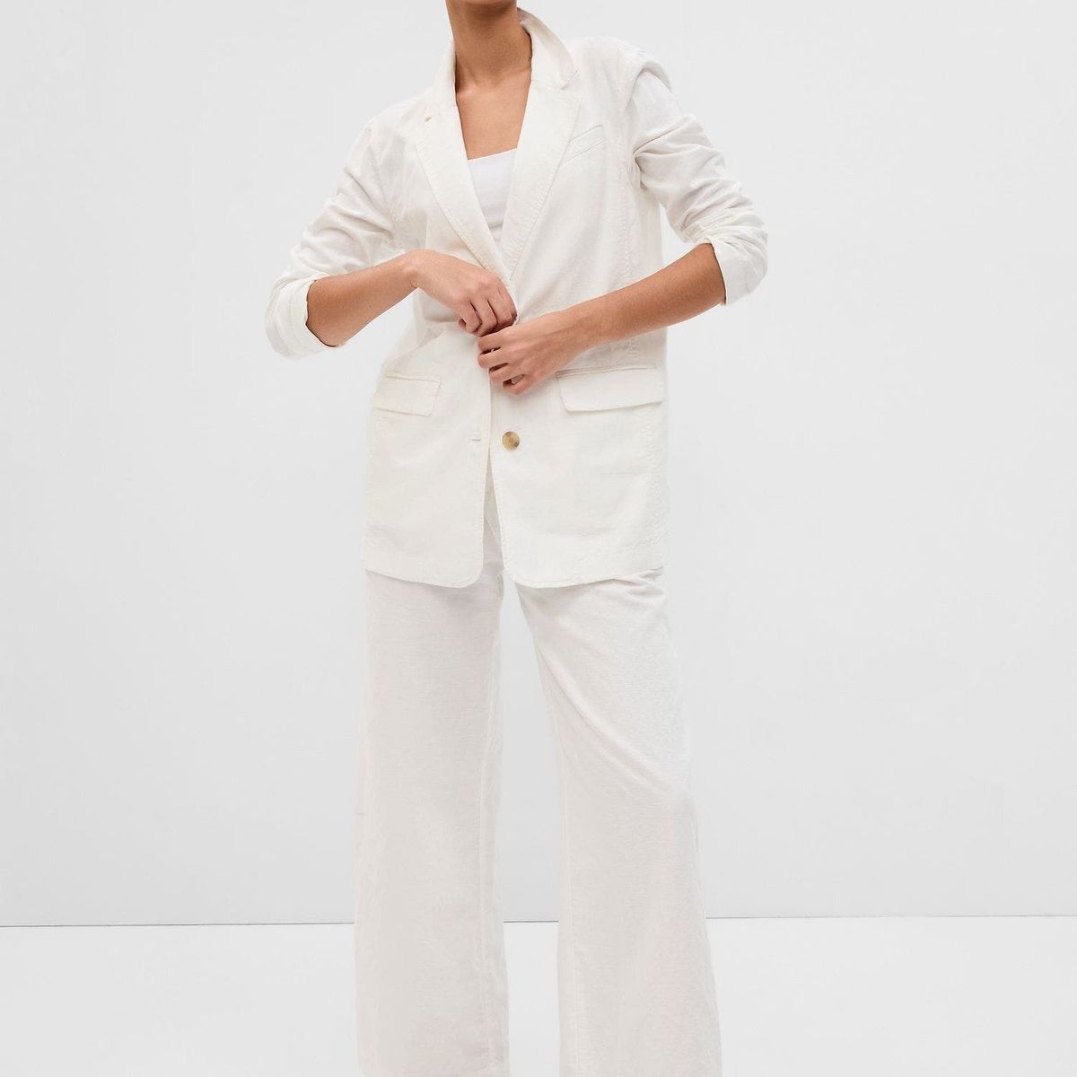 GAP - Blazer Mujer Lino Blanco GAP