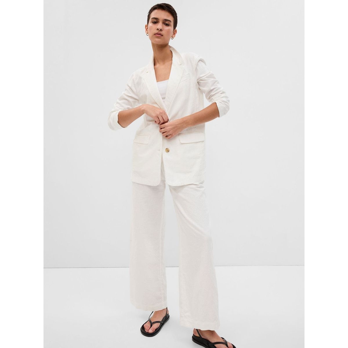 GAP - Blazer Mujer Lino Blanco GAP