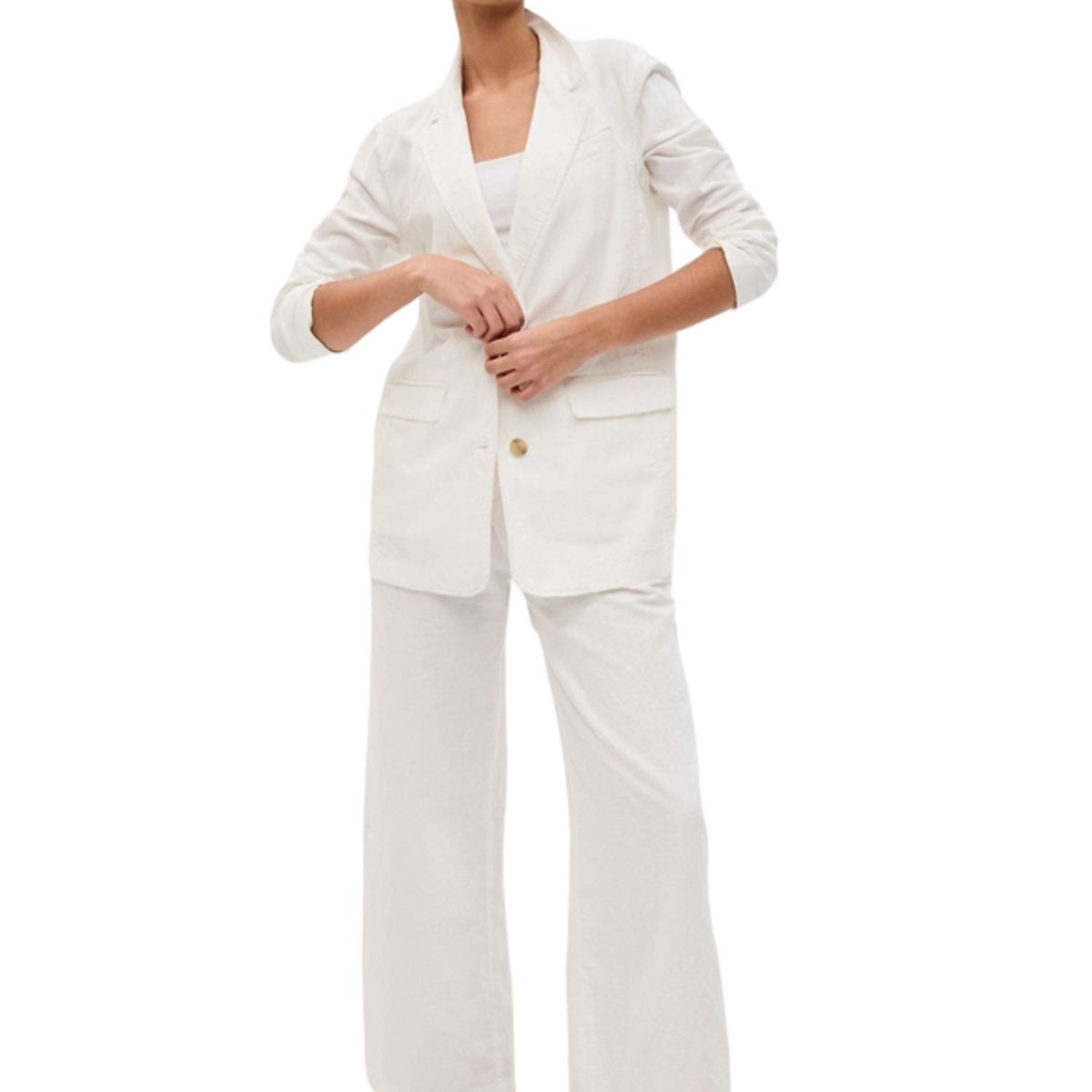 GAP - Blazer Mujer Lino Blanco GAP