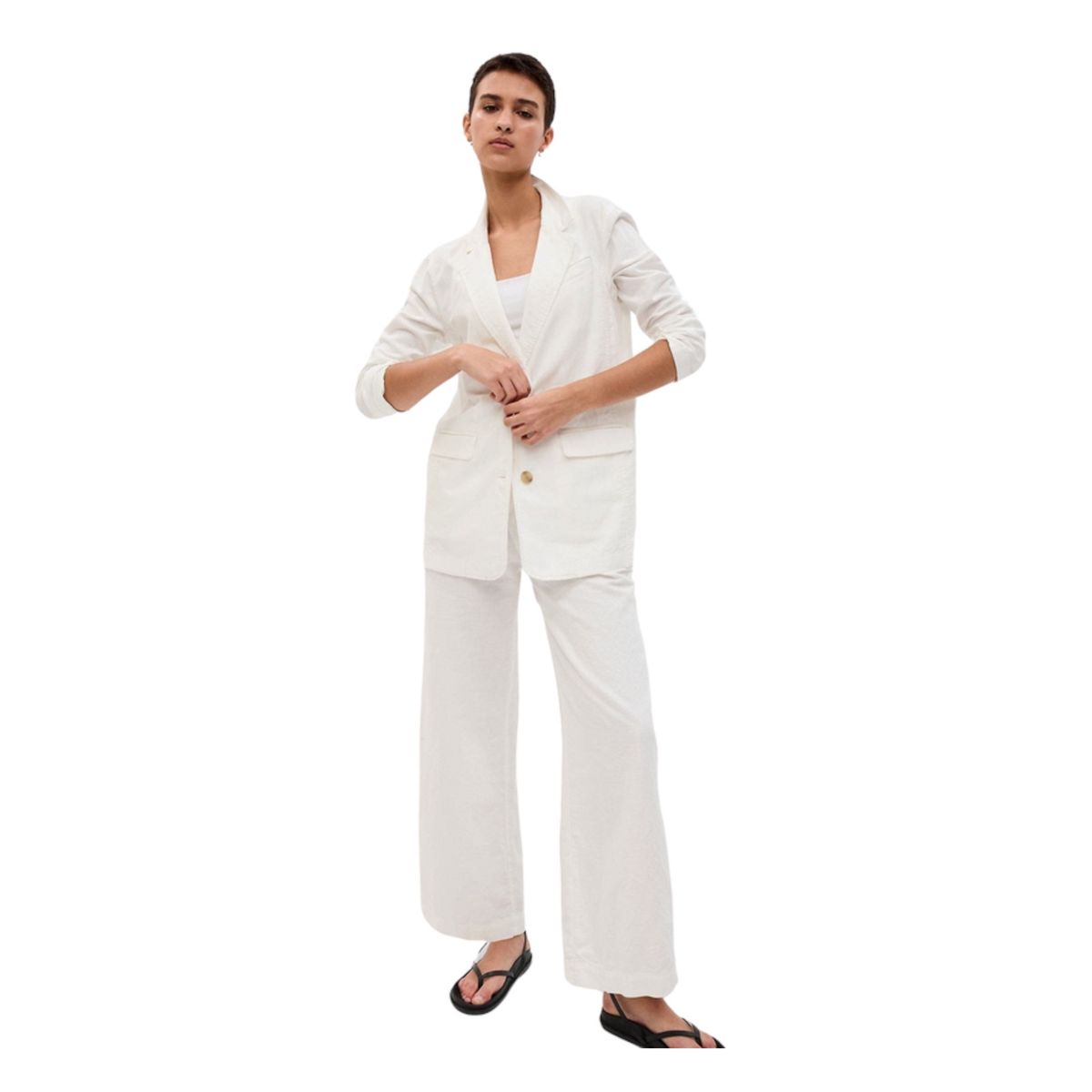 GAP - Blazer Mujer Lino Blanco GAP