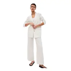 GAP - Blazer Mujer Lino Blanco