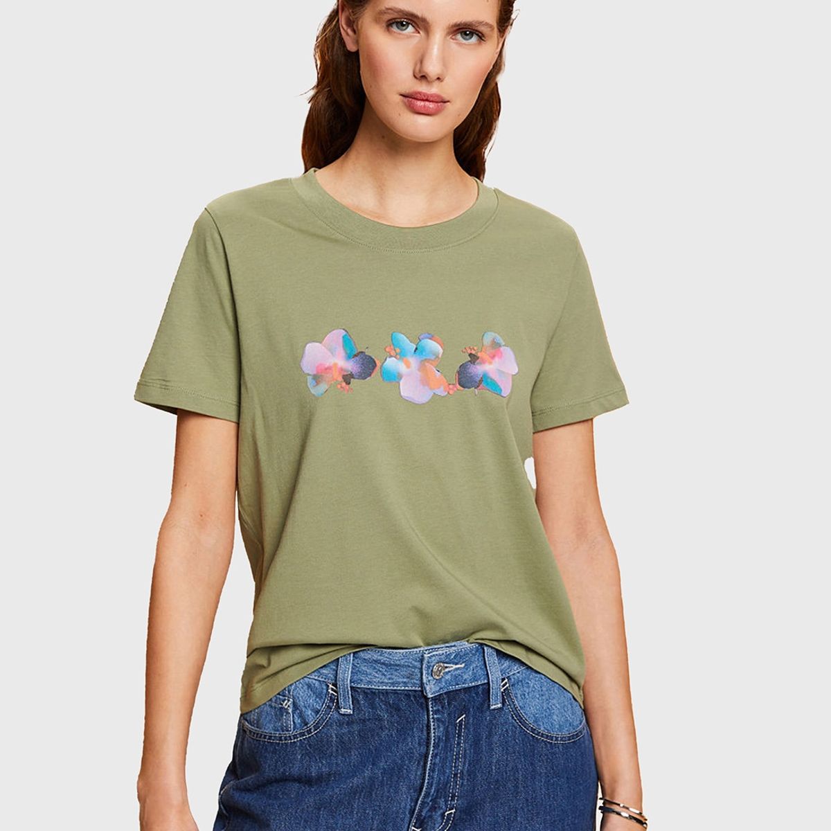 ESPRIT - Polera Manga Corta Con Estampado Floral Mujer Esprit ESPRIT